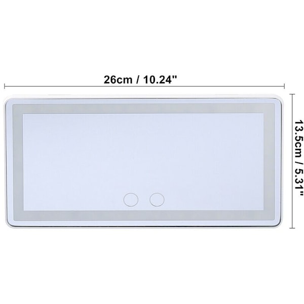 Bilsminkspiegel, solskydd, LED-belysning, laddningsbar, tre färger justerbar, ABS/glas/elastiskt material, svart