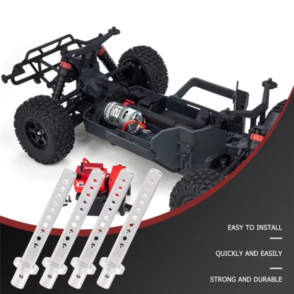 4 st RC-bil metallkarosseri pelarstödsstöd för 1/10 RC-bil på Axial SCX10 SCX10 II D90, silver
