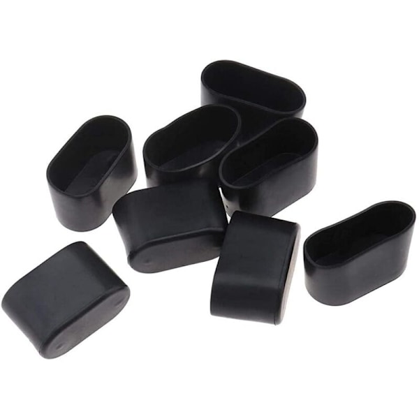 16 stk stolbenbeskyttelse gulvbeskyttelse fotbeskyttelse for sammenleggbar stol ovalt rør, plast (svart 16 stk/20x40mm)
