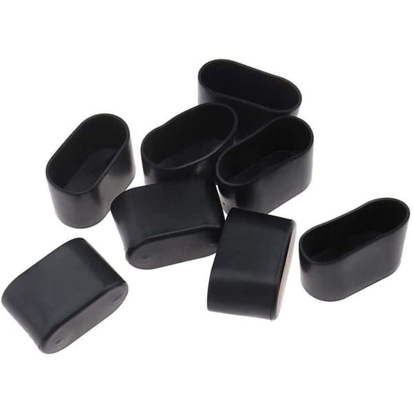 16 stk. Stolebenbeskyttelse til gulvbeskyttelse til sammenklappelig stol Oval rør, plast (sort 16 stk./20x40mm)