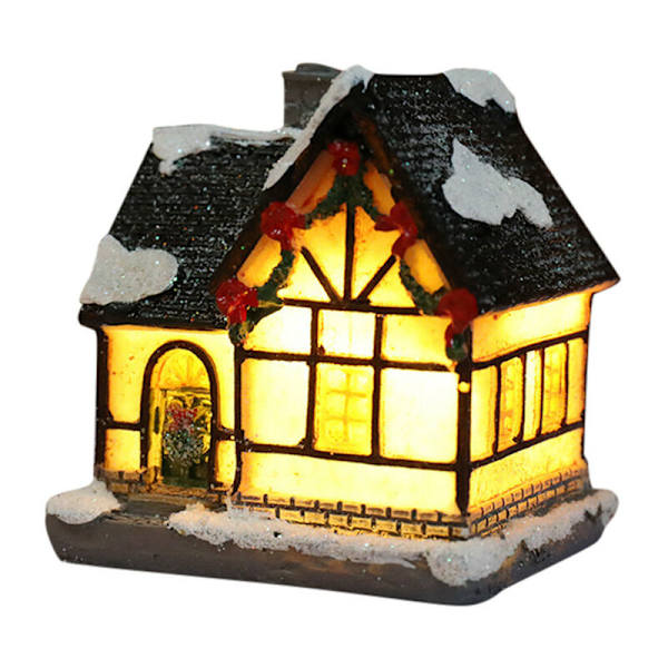 Julelys Kunstharpiks Miniature Hus Møbler Led Hus Dekorere Kreative Julegaver Belysning Fest Hjem Indretning-D