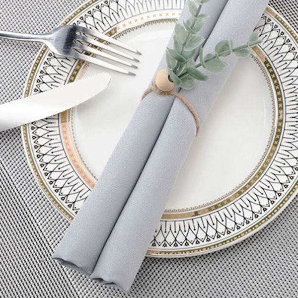 Servietringe sæt med 12 eukalyptus træ servietringe rustik boho blad træperle bondegård servietring holder