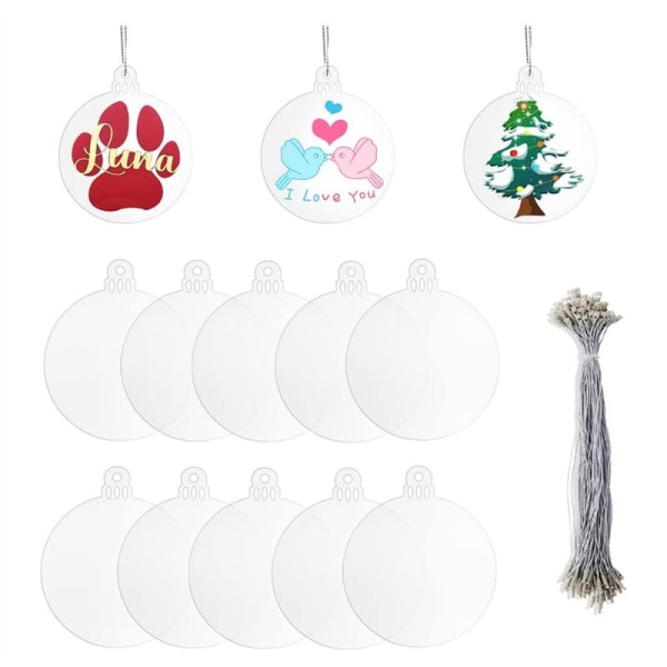 20 stk 3 tommers klare sekskantede akryl jule blanke ornamenter til DIY-håndverk Flatt akryl ornament for julekule B