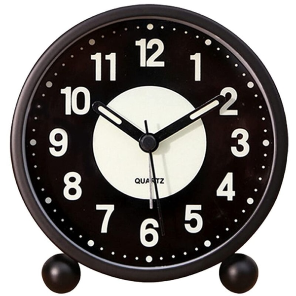 Alarm Clock 4 Inch Round Silent Analog Table Clock -Tac, Battery Operated with Loud Alarm for Bedroom