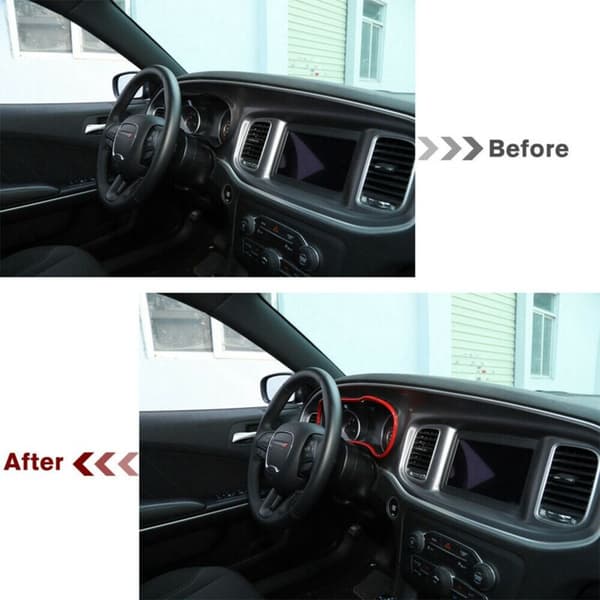 Dashboard Meter Panel Ramme Cover Trim Interiør Dekoration Tilbehør til Charger 2015-2021 (Rød)