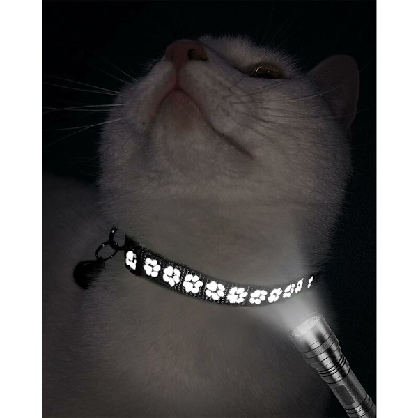Anti-Kvävningshalsband för Katt, 2 st Justerbara Reflekterande Halsband för Katt Kattunge Valp med Klocka och Säkerhetsspänne, 19-32cm - 5 st