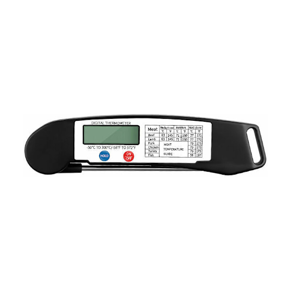 Foldbar - Digital LCD mattermometer for mat, vin, kjøtt, biff, kalkun, BBQ, Yerba Mate, melk, sukker og mer.