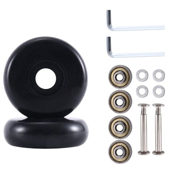 2 Sæt 55mm x 18mm Kuffert Hjul Udskiftning, PU Drejelige Hjul, AU Stål Lejer, Reparations Sæt, Sort