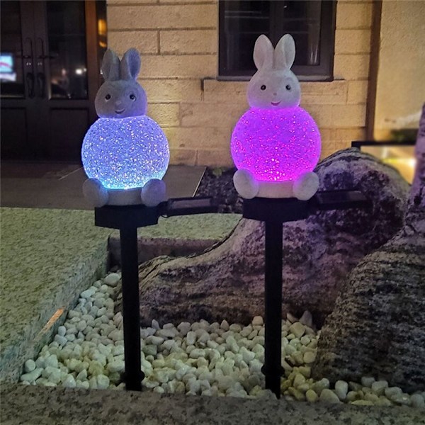 Kaninfigur LED Solcellelys Julepynt for Hage Lys Utendørs Belysning Plenlampe