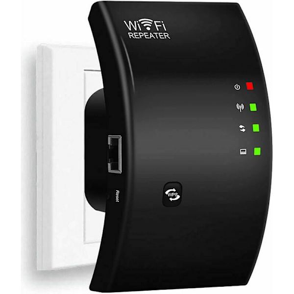 WiFi-förstärkare, Kraftfull WiFi-förstärkare, WiFi-utvidgare N300, WiFi-signalförstärkare, 1 Ethernet-port, Täcker upp till 200㎡, Enkel att installera, Kompatibel med