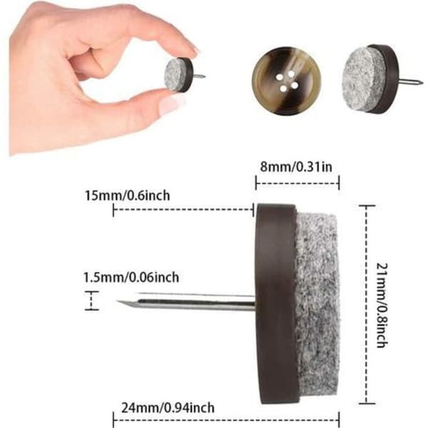 Spikerstolglider, Filtskrueglider, 40 stk Spikrede Møbelglider, 21mm Runde Glideputer Stolpute, Filtmøbelgliderputer for Møbler,