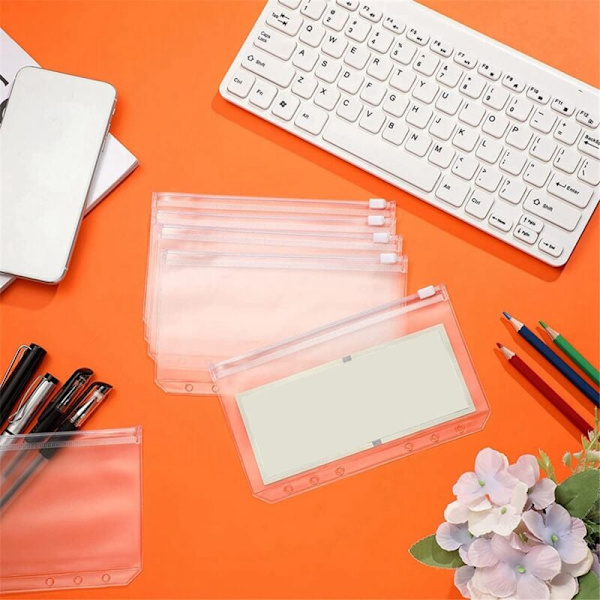 12 stk. A6 6 huller PVC lynlåspose til dokumenter, udendørs makeup taske, miljøvenlig og gratis