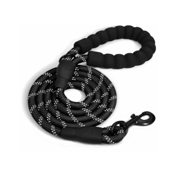 Dog Rope Leash with Soft Padded Handle, Highly Reflective Threads, 150CM Nylon Dog Leash for Large or Medium Dogs Suitable for Running (Black)