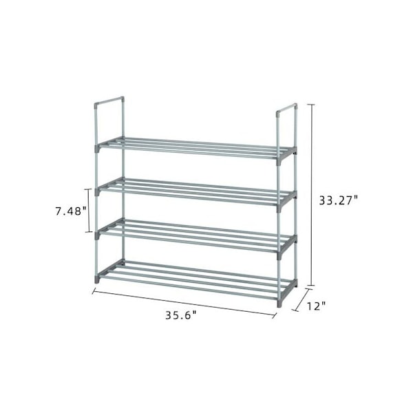 4-nivå skoestativ i rustfritt stål for skolagring - Rommer opptil 12-16 par sko, for stue, garderobe og gang, 90,42 x 30,48 x 84,51