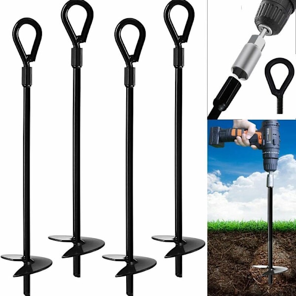 Set med 4 markförankringar för studsmatta - Förankringskit för tält, gungor, markiser, metallstudsmattor - Stark vind...