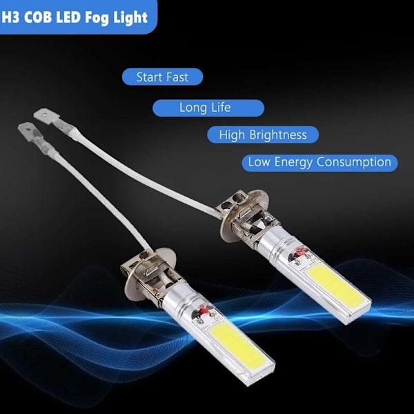 2 st H3 LED dimljus Xenon strålkastare Vit 6000 k dc12v 10w 10000k
