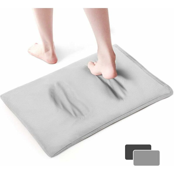 Diatoméjordbadmatta, halkfri absorberande badmatta, snabbtorkande mjuka golvduschmattor, 50 x 35 cm, grå-