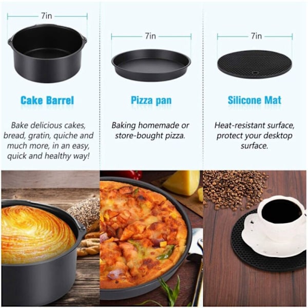 Airfryer tilbehør 7 tommer kurvholder til 7 tommer 11 dele sæt 3.2QT-5.8QT-Up