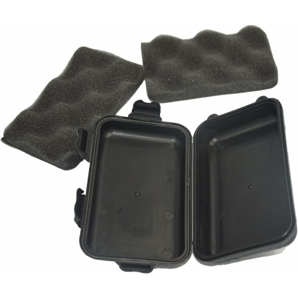 Forseglet stødsikker vandtæt lille plastboks med svampe udendørs gearprodukt 17 x 11 x 5 cm, sort-