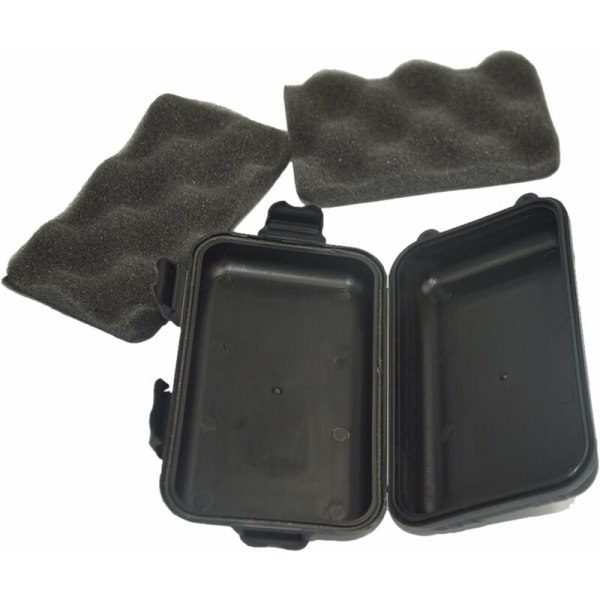 Tätningsbara, stötsäkra, vattentäta små plastboxar med svampar för utomhusutrustning 17 x 11 x 5cm, Svart-Fei Yu