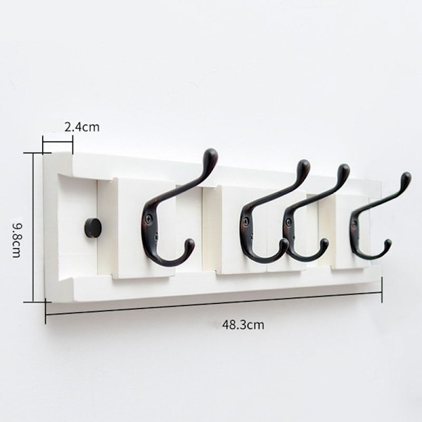 4 kroge vægmonteret rack multifunktion krog frakke krog rack håndklæde bøjle holder kappe kjole krog væg dør bøjle dekoration træ farve