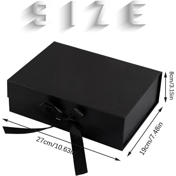 Box- med lock, Box- Bowknot Box- Rektangulär magnetisk dekorativ box, för födelsedagsförpackning (svart)