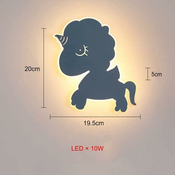 LED Unicorn Vegglampe Barnerom Gutter Jenter Barn Vegglampe Leselampe Soverom Sengelampe Unicorn Nattelykter Babylys Stemningslys for Barn