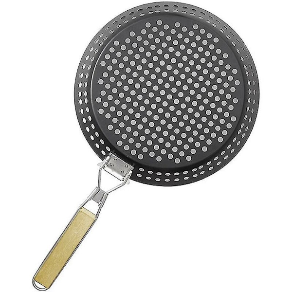 Bærbar Stekepanne i Jern, Rund og Foldbar, for Piknik, Grill, Biff og Steking