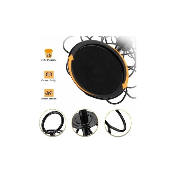 Kaffekapsler Holder Dispenser Kapsler Roterende Display Stativ for 36 Kapsler, Dolce Gusto Pod Holder Oppbevaringsstativ, 360 Grader Roterbar, Svart, O