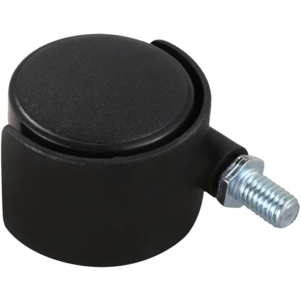 Plastik Svinghjul med 8 mm Gevindstænger, 1,5 tommer Hjuldiameter, 4 stk. Sort