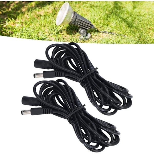 2 st LED Solcellslampa Förlängningssladd Övervakning Strömanslutning Kabel 5,5x2,1mm DC12V 24V
