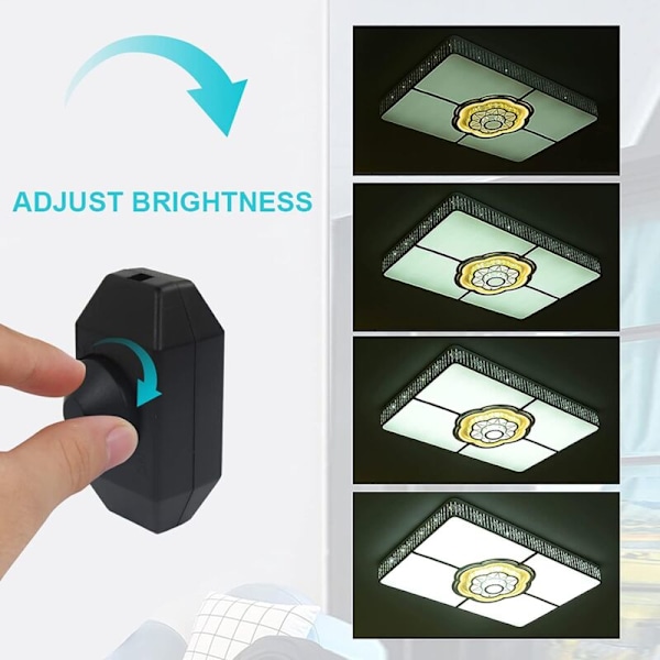 1A 220Vac Design Dimmbar LED-Dimmer (Rotasjonsdimmer) LED-Dimmbar, På/Av, 110-220V, In-Line Bryter, Svart
