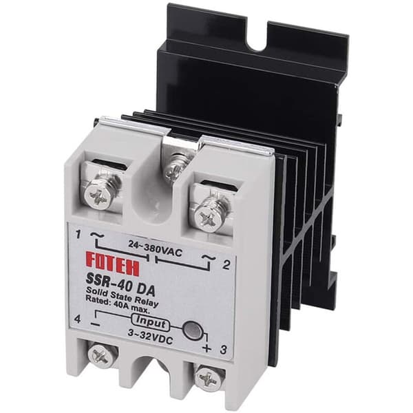 3 stk. SSR-40 serie da 40A DC 3-32V til AC 24-380V SSR Solid State relæ + kølelegeme