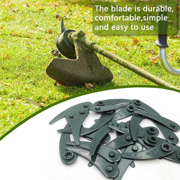 24 stk. reservedeler til gressklipperkniver, Bosch Edger-blad for Bosch Durablade Art 23-18 LI Art 26-18 LI Gresstrimmer, grønn