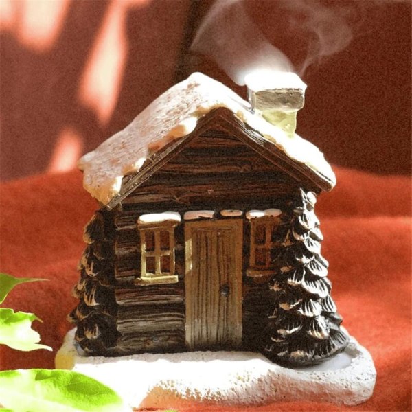 Log Cabin Snowy Røgelse Kegle Brænder, Jul Pejs Hytte Røgelse Brænder, Aromaterapi Ornament, Værelse Røgelse