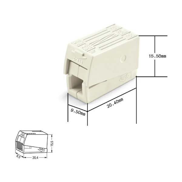 100 TERMINALER FÖR BELYSNINGSLAMPOR 3 INGÅNGAR 0,5-2,5MM² - 224-112