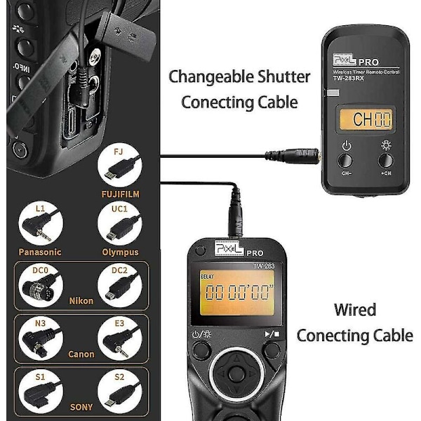 Tw-283 Dc2 Digital Trådløs Fjernbetjening Intervalometer Kabeludløser Fjernlukker Med Timer Til Nikon-Kameraer