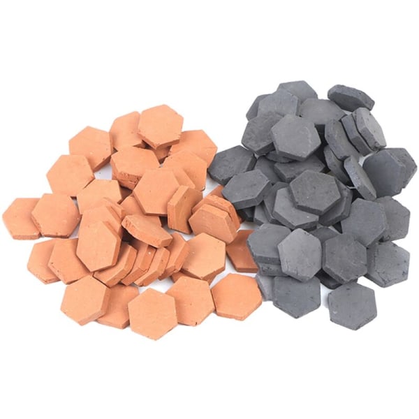 40 st 1/16 skala miniatyr simulering röd hexagon tegel modell för DIY Fairy Dollhouse trädgård tillbehör leksak röd tegel