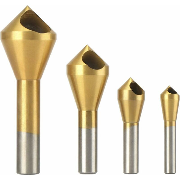 4-pack Titanbelagd Sänkkronfräsverktyg Avfasningsverktyg Set Metall Trä Borrbitar Set