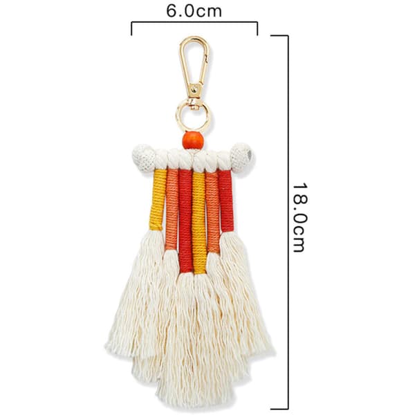 Boho Regnbue Nøglering, Makrame Nøgleringe Nøgleringe med Pompom til Bilnøgle Taske Pung Charm Unik Gave, A