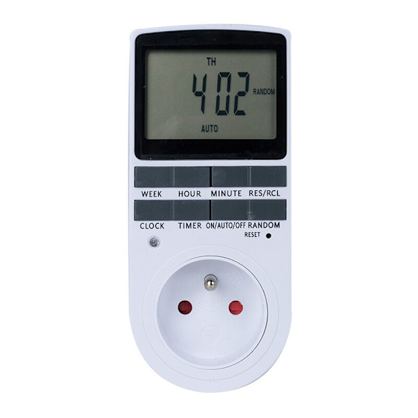 Digital Programmerbar Stikkontakt, Daglig/Ugentlig Digital Timer, Elektrisk Stikkontakt Programmer med LCD-Display og Anti-Tyveri Tilfældig Tilstand, Energibesparende, 16