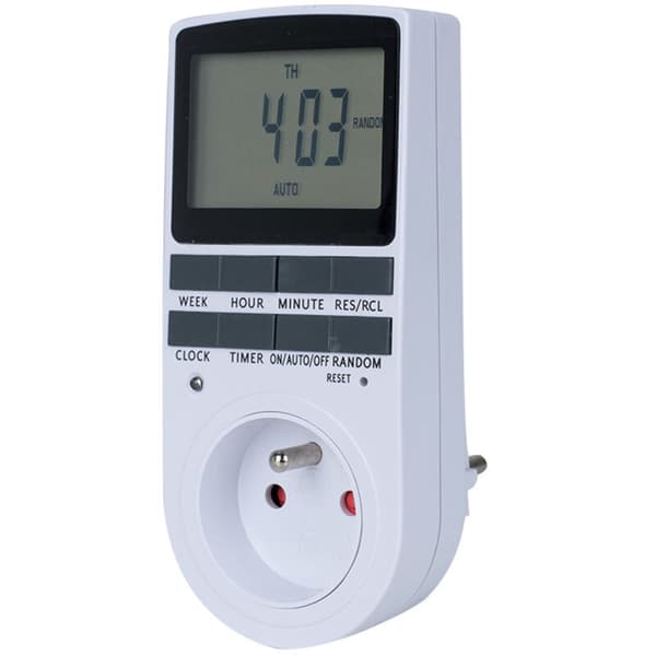 Digital programmerbar stikkontakt, daglig/ukentlig digital timer, elektrisk stikkontaktprogrammerer med LCD-skjerm og anti-tyveri tilfeldig modus, energisparing, 16