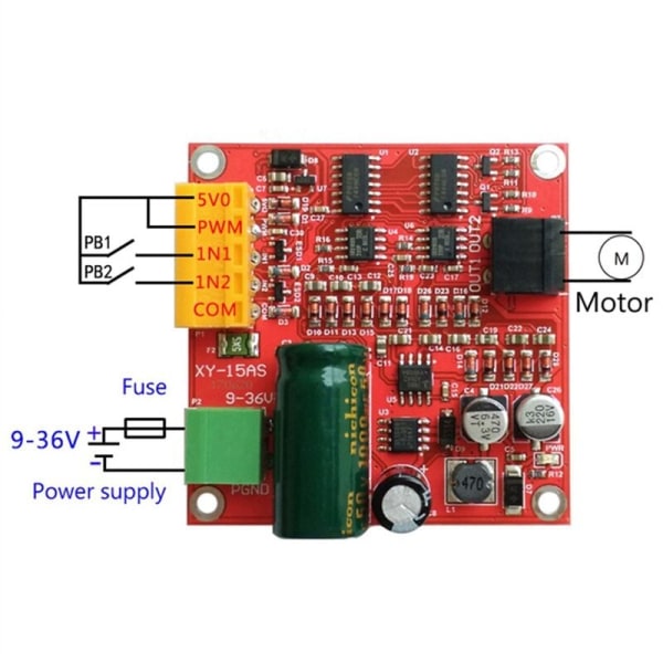 DC-motordrivbrett 15A 6-36V Høy industriell PWM-regulering DC PWM-kontrollermodul