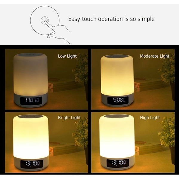 Väckarklocka Kreativ Bluetooth-högtalare Väckarklocka Färgrik Ljus Touch Sängbordsklocka Atmosfärsljus Nattlampa