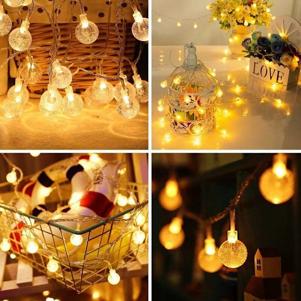 Keijuvalot, 10m 80LED Keijuvalot Vedenkestävät Pallokeijuvalot, 8 Tilaa Paristoilla Toimivat LED-Garland-Koristeet Sisä- ja Ulkokäyttöön Makuuhuoneelle Puutarhaan Terassille