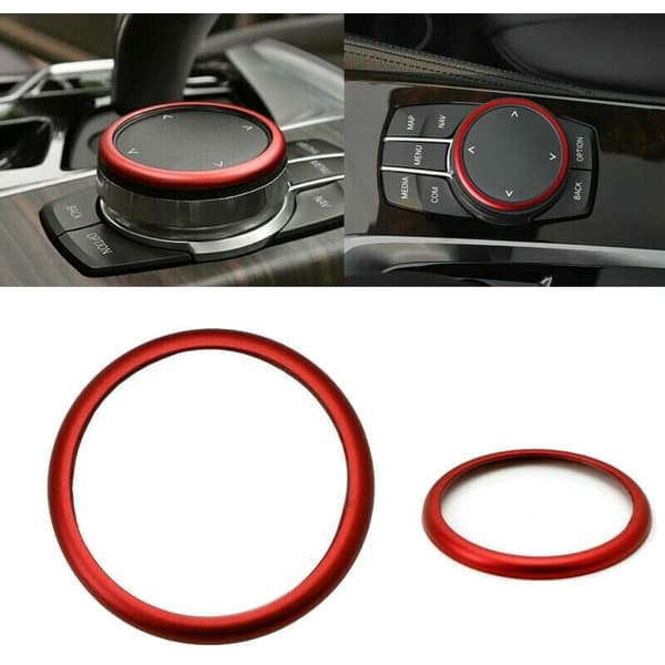 Rød Aluminium Midtkonsoll IDrive Multimedia Controller Knapp Ring for - 1 2 3 4 5 6 7 Serie X3 X4 X5 X6