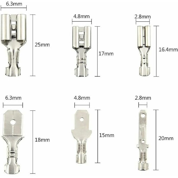 270 stk Elektriske Terminaler, T-Kobling Trådkobling, Hann Hunn Spade Trådkoblinger Krympe Terminalblokk med Isolerende Hylsen 2,8 mm 4,8 mm
