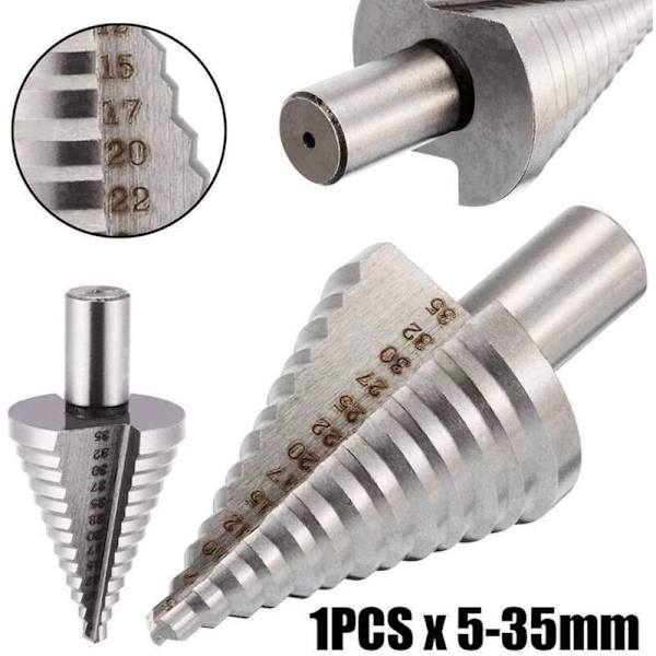 Trinkeglebor, 13 Trin 5mm-35mm HSS Trinkeglebor 4241 Trinkeglebor Titan Hulskærer Værktøj Kegle Spids Hexagon Punkt HSS Værktøjssæt til Stål