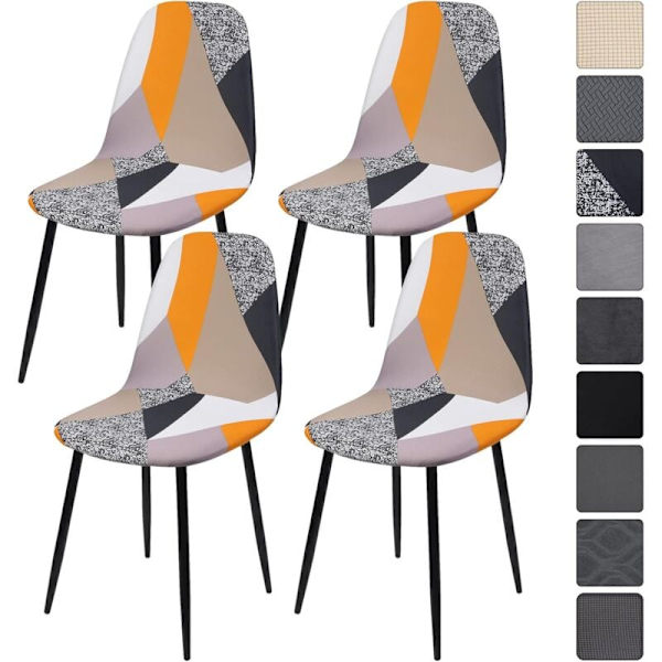 Skandinaviska Stolsöverdrag Stretch Matstolöverdrag Tryckt Stolsöverdrag för Bankett Hotell Hem Middag Bröllop Restaurang Dekoration Geometrisk 4-pack