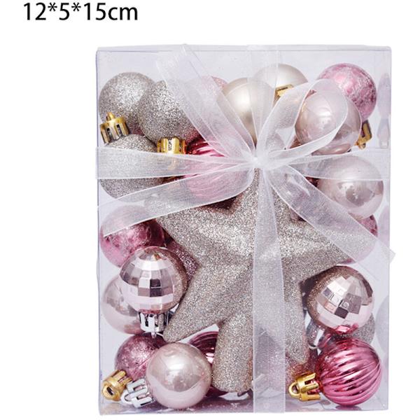 Mini Julhängande Dekorationssats, Hängande Julgran, Glittrande Matta Julgransprydnader (Roséguldrosa)